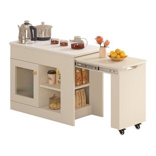 奶油风沙发边几茶台一体可伸缩沙发侧边柜客厅边角几小型茶台J45