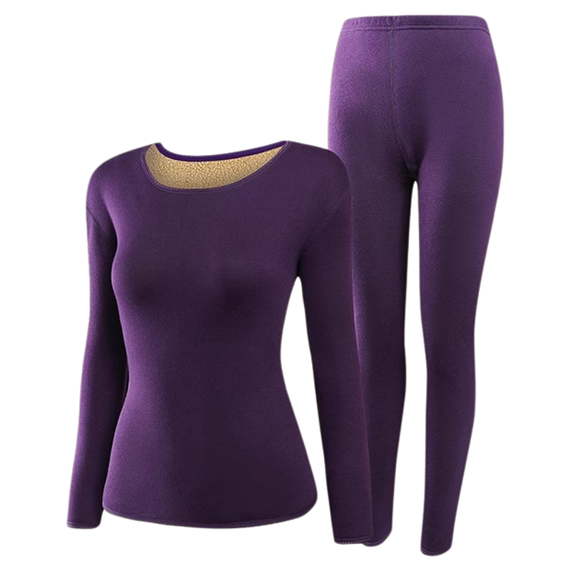 加绒加厚羊羔绒女款保暖套装