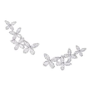 时尚轻奢高级感幻影缱绻蝴蝶耳钉女S925纯银马眼石满钻耳环耳饰品