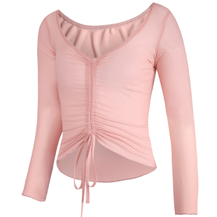 众爱舞苑舞蹈纱衣网纱舞蹈上衣V领短款芭蕾舞练功服形体外套上装