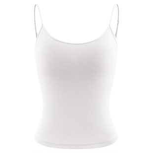 内茵白色吊带背心女带胸垫内搭外穿免穿文胸一体式无痕美背打底春
