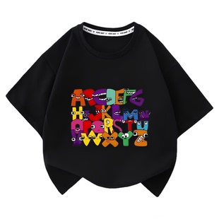 字母传说t恤儿童短袖衣服夏季童装男女童纯棉半袖衫Alphabet Lore