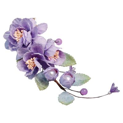 唐风仙气紫色仿绒花u型小发钗