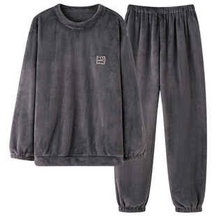 芬腾可安男士睡衣男款2025新款冬季珊瑚绒加绒加厚大码家居服秋冬