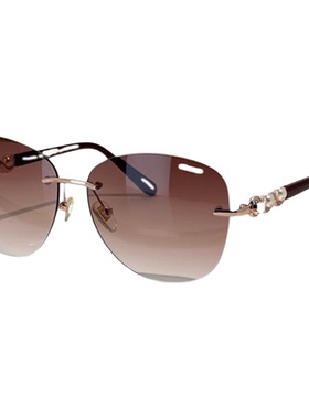 镶钻奢华无框椭圆欧美珍珠腿墨镜