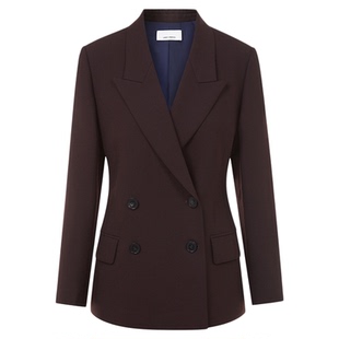 朗姿安克拉红高智感西装外套双排扣西服优雅女2025年冬季新款女