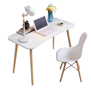 北欧实木80cm加高简易电脑桌25mm加厚高个子家用学习书桌带椅子
