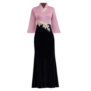 多丽琦晚礼服女2025新款主持人礼服端庄大气连衣裙女修身显瘦礼裙