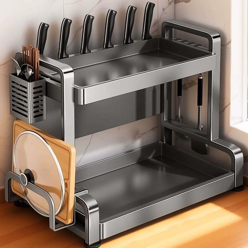 不锈钢厨房置物架多功能台面调料品架子调味罐架调味罐调味料收纳