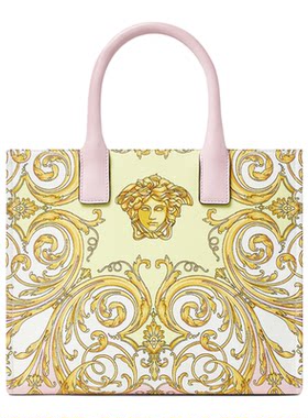 【季末优惠】VERSACE/范思哲 女士La Medusa印花小号帆布托特包