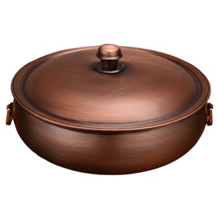 电磁炉铜火锅老式火锅纯铜锅火锅专用锅燃气平底火锅盆家用涮肉锅