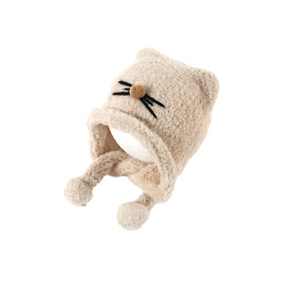 宝宝帽子小月龄秋冬保暖防风帽柔软舒适可爱卡通婴幼童针织护耳帽