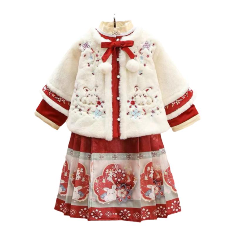 马面裙加绒加厚汉服兮子幼女童冬