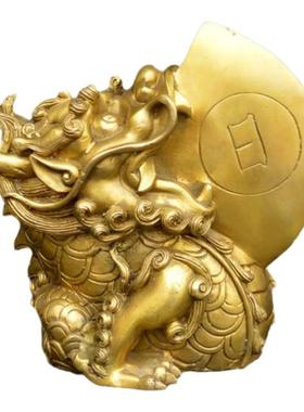 黄铜神兽睚眦招财风水摆件