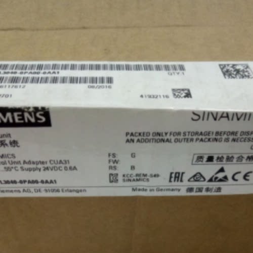 议价6SL3040-0PA00-0AA1西门子S120适配器CUA31/6SL3O4O-0PAOO-OA