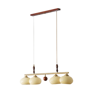 侘寂风中古vintage柿子餐厅吊灯美式复古一字长条实木吧台护眼灯