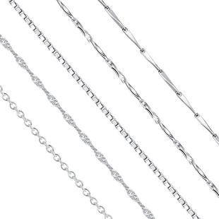 金美澳S925纯银素圈项链单链十字链镀18k玫瑰金裸素链子链条配链