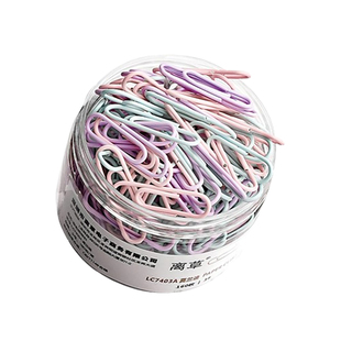 1000枚彩色回形针办公用品曲别针大号文件书签回型针收纳盒文具不锈钢u型固定回纹回应回行旋别针回心针批发