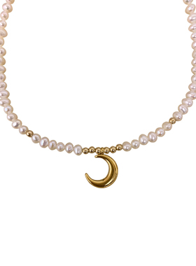 手工月牙天然珍珠项链