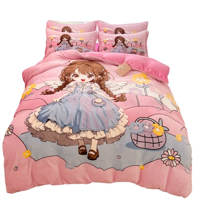 床单床笠4牛奶绒卡通爆款