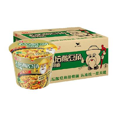统一酸豆角排骨桶装方便面115g×12桶