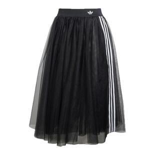 adidas阿迪达斯三叶草女子运动休闲优雅绢纱半身裙黑中长裙KS6563