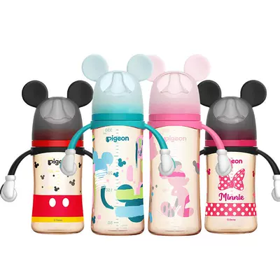 贝亲宽口彩绘婴幼儿PPSU把手奶瓶