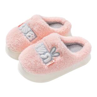 回力棉拖鞋儿童冬季加绒保暖童鞋卡通家居室内防滑耐磨毛毛棉鞋女