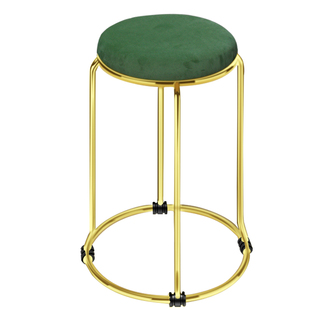 轻奢金色圆凳子家用现代时尚不锈钢色钢筋折重叠餐厅快餐美容椅凳