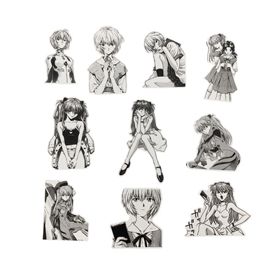 新世纪福音战士EVA手帐贴纸明日香绫波丽碇真嗣黑白漫画装饰贴纸
