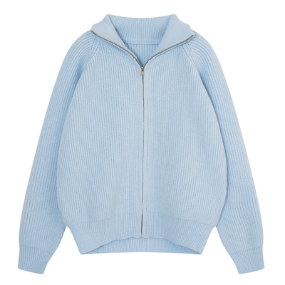 YUZI鱼子韩系高领拉链针织开衫