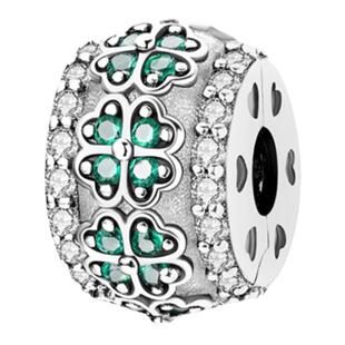 潘家风格珠子diy串珠手链饰品配件镀银925捕梦网幸运瓢虫四叶草