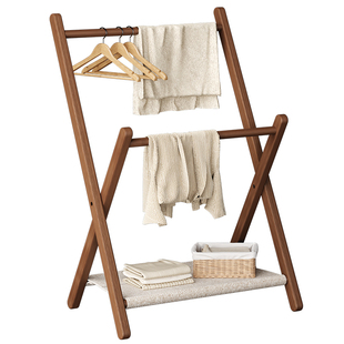 卧室落地挂衣架开放式可折叠衣帽架床边晚上放衣神器衣服堆放架子