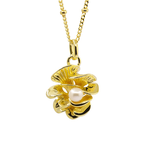 十口二冂原创s925银蘑菇珍珠项链锁骨链气质百搭银饰品