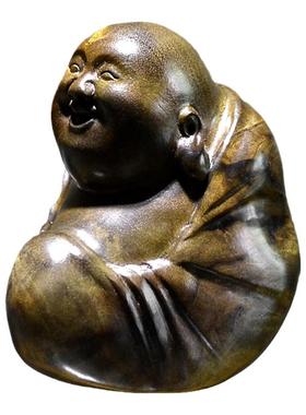 纯手工摆件家居饰品金丝楠木雕客厅装饰木雕弥勒手把件禅意阴沉木