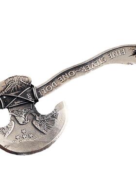 老鹰银币斧头吊坠项链