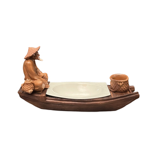 创意干冰网红姜太公钓鱼盘子钓鱼草船酒店餐厅火锅店鱼盘意境餐具