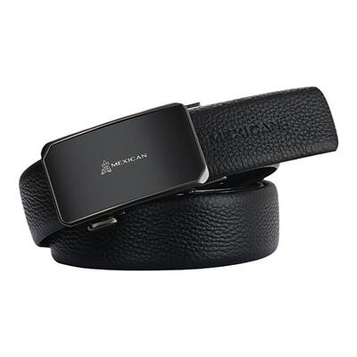 稻草人头层牛皮男士自动扣皮带