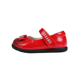 泰兰尼斯秋季童鞋女宝宝公主鞋婴儿鞋红色蝴蝶结复古小皮鞋学步鞋