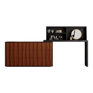 复古梳妆台二合一书桌化妆桌转角现代简约卧室床尾斗柜一体化妆台