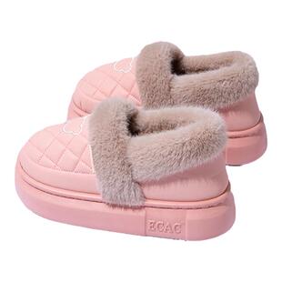 棉拖鞋女士冬季室内居家保暖2025新款厚底毛毛鞋包跟女款防水棉鞋