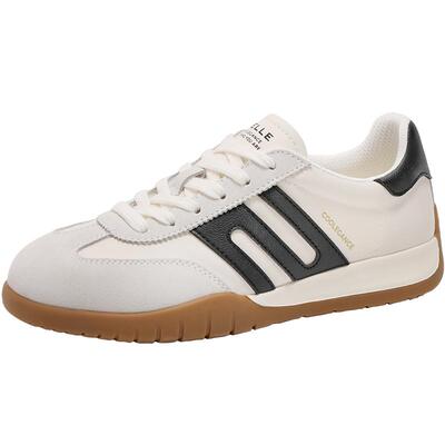 百丽跑道复古薄底德训鞋红色阿甘