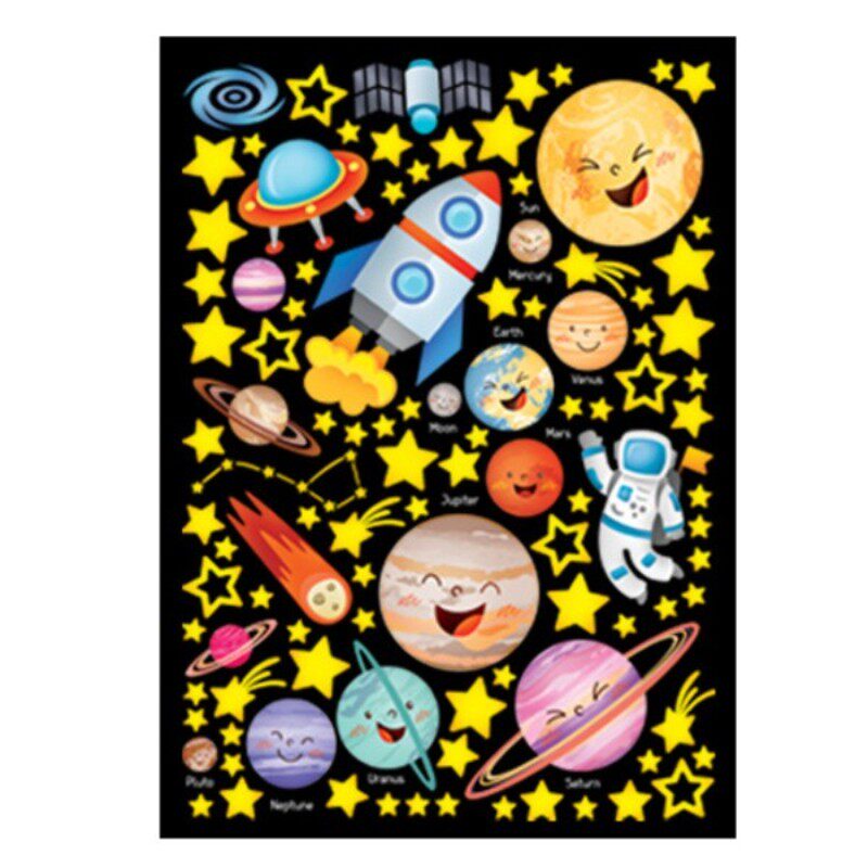 宝宝儿童房环保夜光星球装饰墙贴纸天花板墙壁星空贴画门廊进口