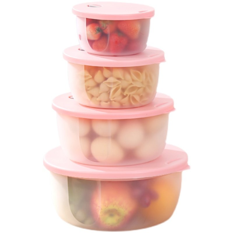 塑料保鲜盒带盖可微波炉加热便当盒饭盒圆形泡面碗水果食品收纳盒