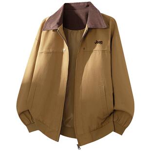 Jeep吉普休闲夹克男款复古翻领长袖上衣秋季潮流休闲百搭外套男装