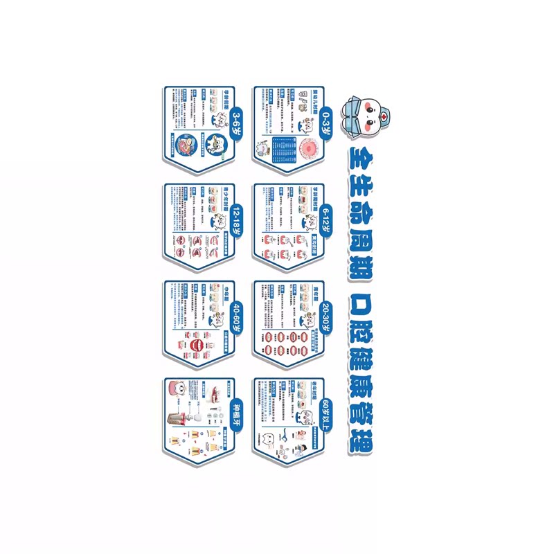 儿童全生命周期颜面健康管理图口腔门诊所墙装饰形象宣传牙科普化