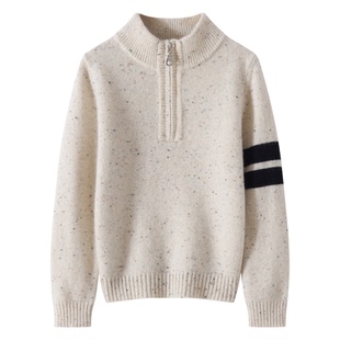 韩版洋气男童半拉链羊毛衫2025新款儿童针织衫中大童毛衣羊绒衫潮