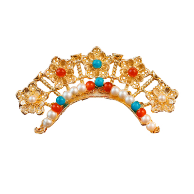 明制汉服古风手工花朵发冠