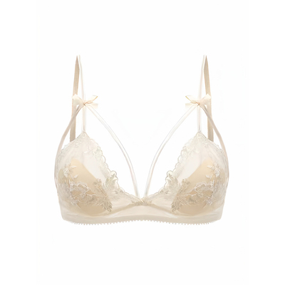 薄蕾丝大胸显小无钢圈不空杯套装