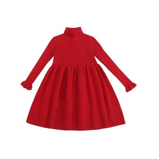 女童加绒公主裙毛衣小女孩洋气中大童秋冬针织打底衫中长款连衣裙